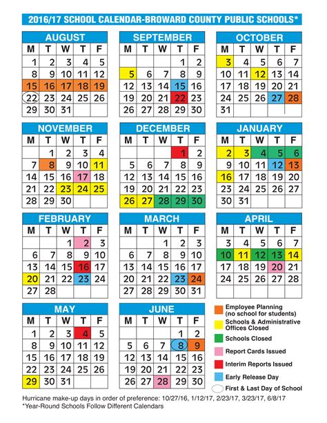 School Year Calendar .